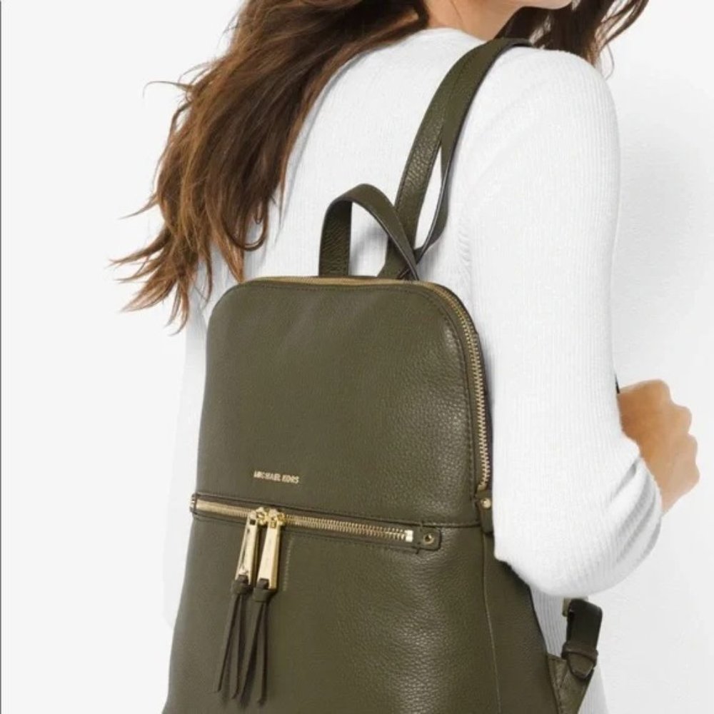 olive michael kors backpack NEW